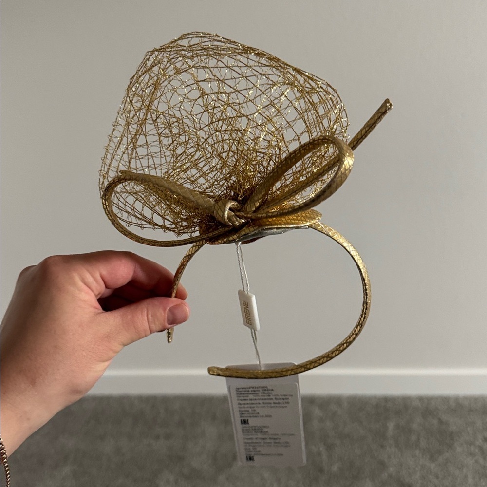 Girls Gold Bow Fascinator Hairband - Picture 3 of 5